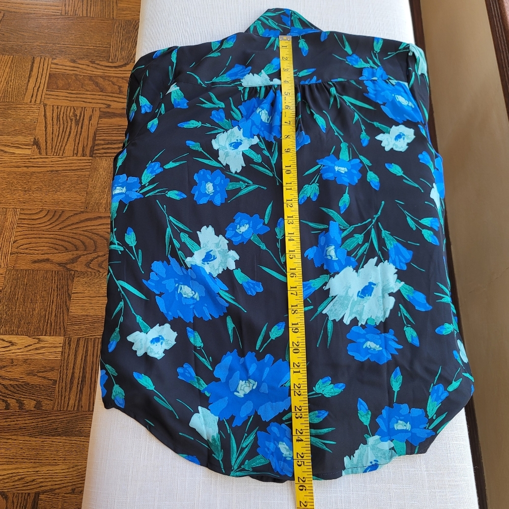 New! J. Crew size Small S Long Sleeve Bow Top Blue Floral Blouse NWT - Picture 15 of 16